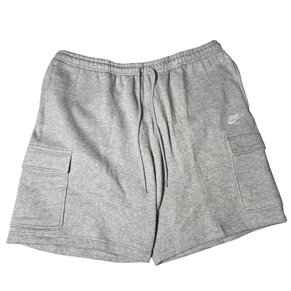 Nike Club Fleece Cargo Shorts Drawstring Men's XXL Grey Heather NWT FN3525-063